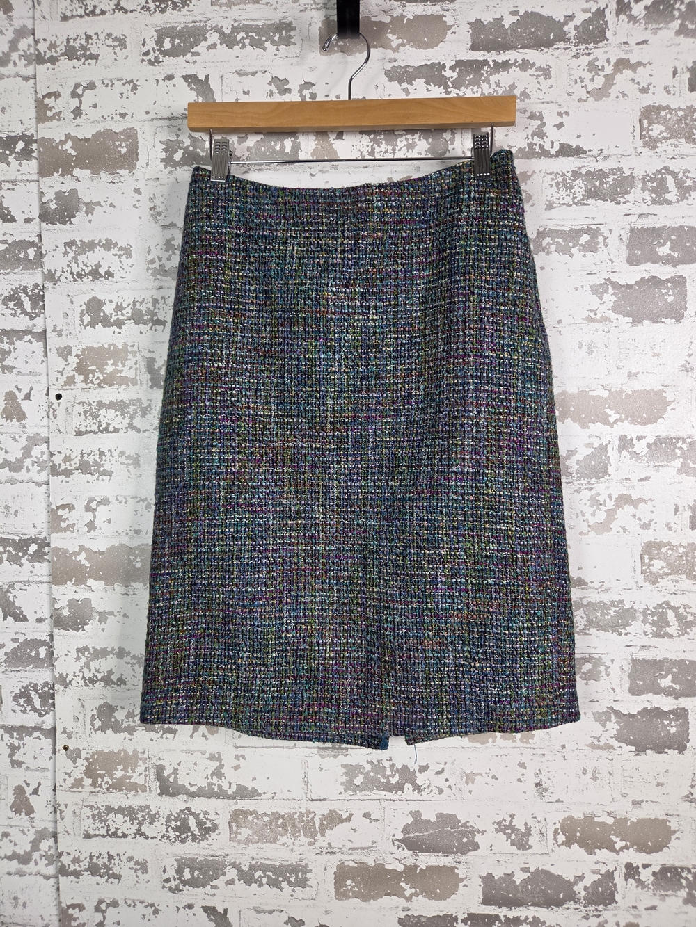 Vintage Coldwater Creek Rainbow Tweed Bouclé Pencil Skirt Size 4 Dark Academia